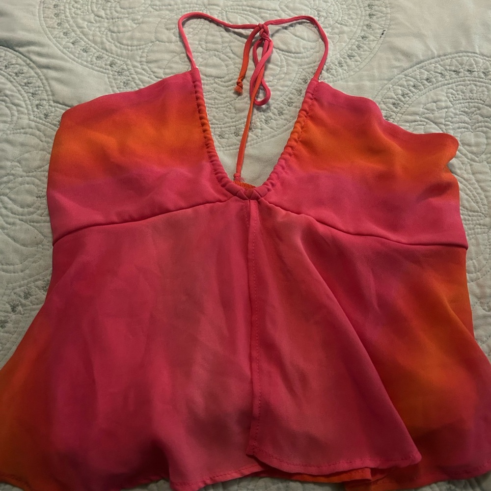 Women's Halter Top in Pink and Orange